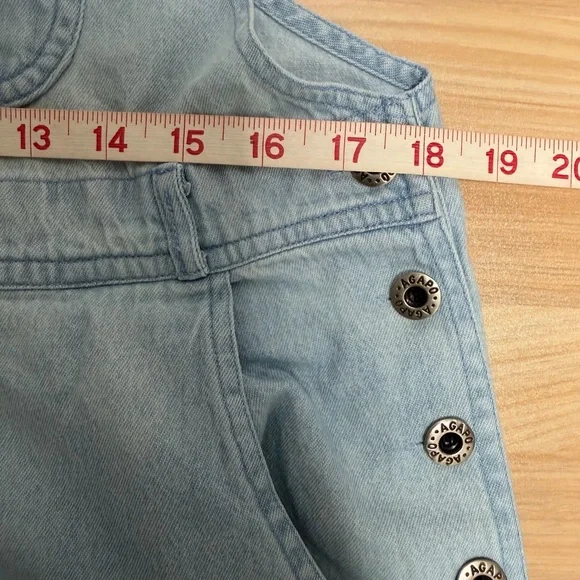 VTG Agapo Thin Denim Embroidered Overalls Cropped Womens L Jumper 90's Y2K Artsy - Picture 8 of 10